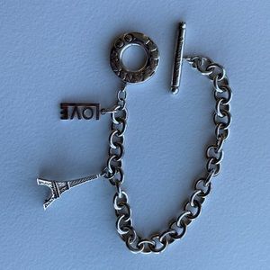 Iconic Tiffany Toggle Braclet and two charms : Love and Eiffel Tower